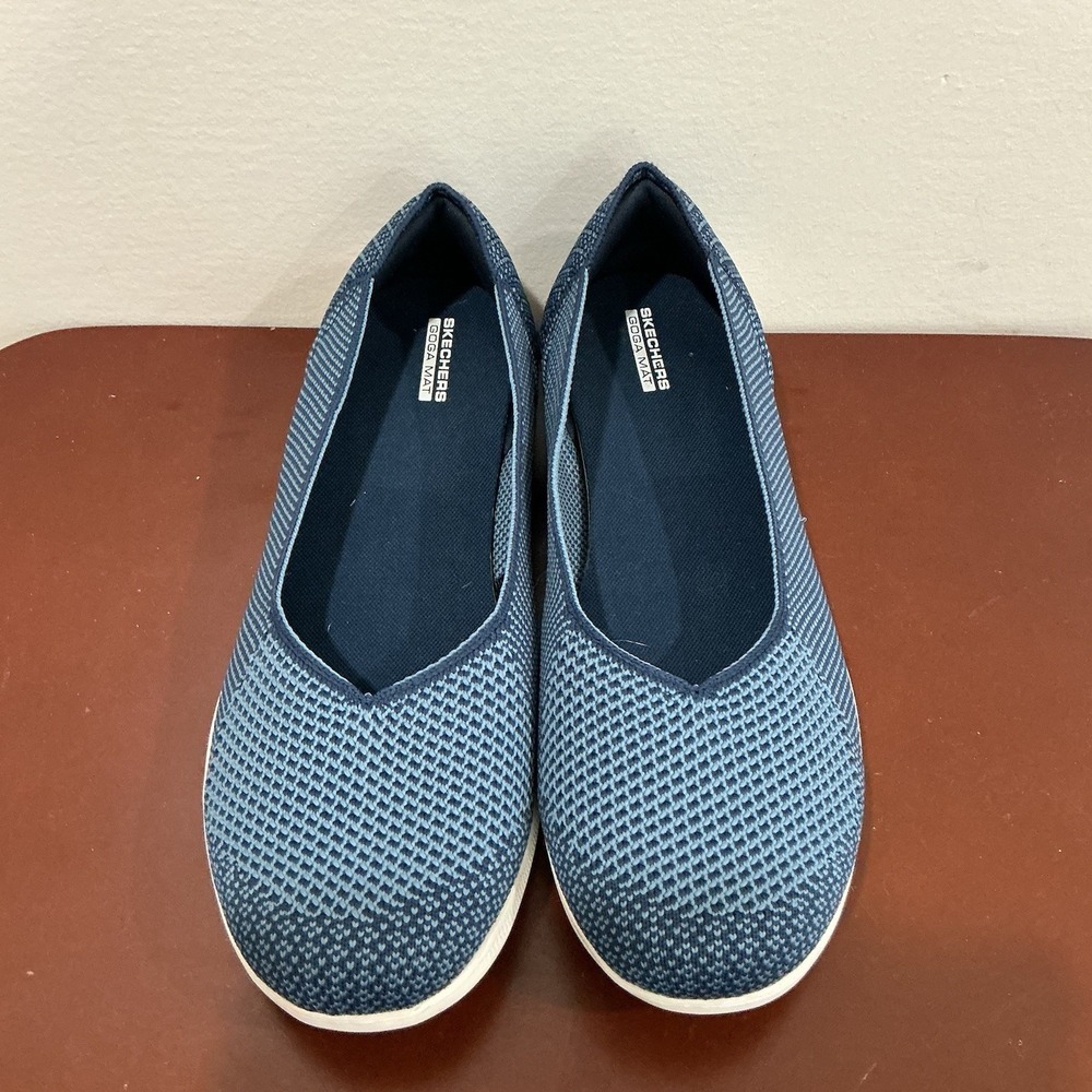 Skechers Shoes Womens 10 Go Step Lite Navy Ballet Flats Goga Max Comfort Slip On - Picture 3 of 6